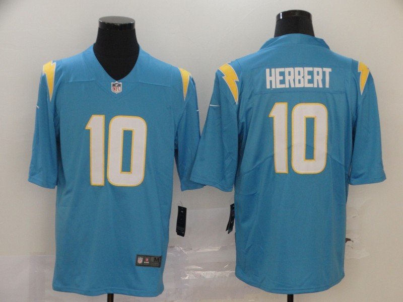 Los Angeles Chargers #10 Justin Herbert Light Blue Vapor Untouchable  Stitched Limited Jersey