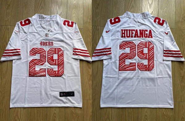 MEN'S Talanoa Hufanga 29 49ERS COOL BASE GOLD JERSEY WHITE