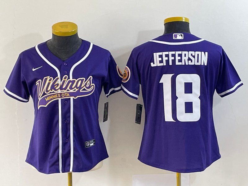 Youth Vikings Justin Jefferson #18 Purple Color S-XL Size Stitched Jersey