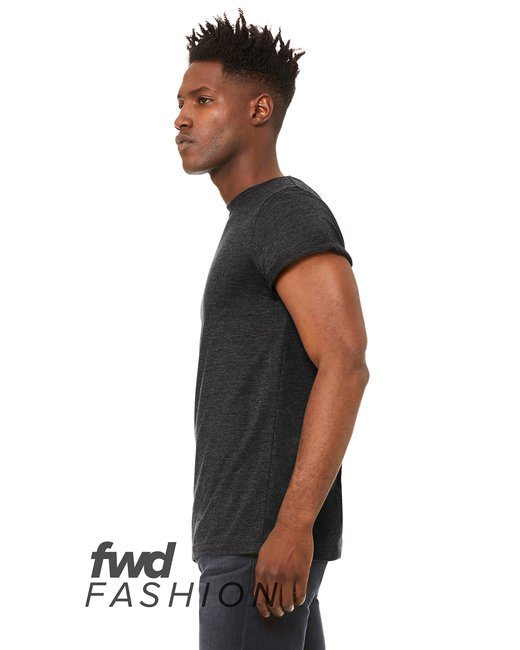 FWD Fashion Unisex Jersey Rolled Cuff T-Shirt - BLACK - XS DARK GRY HEATHER XL