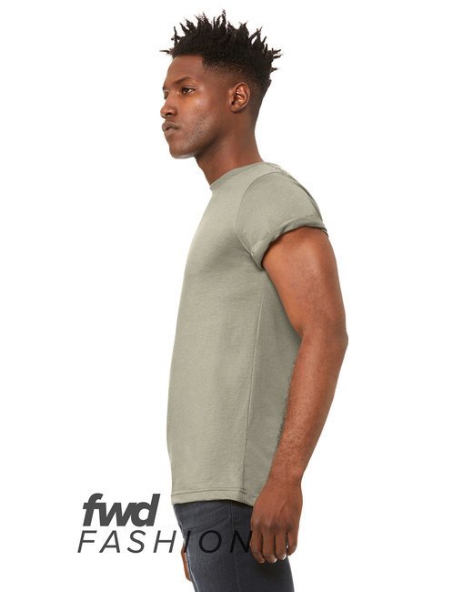 FWD Fashion Unisex Jersey Rolled Cuff T-Shirt - BLACK - XS HEATHER STONE XS