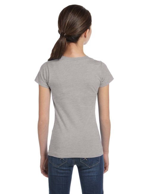 Girls' Fine Jersey T-Shirt - AQUA - XS HEATHER XL