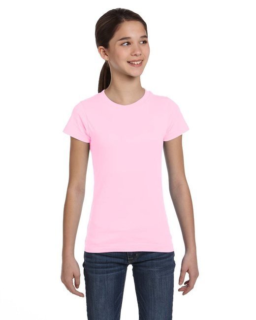 Girls' Fine Jersey T-Shirt - AQUA - XS PINK S