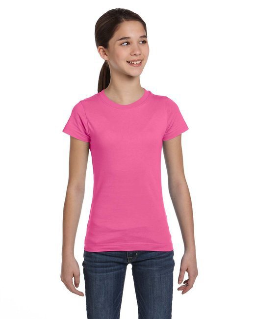 Girls' Fine Jersey T-Shirt - AQUA - XS RASPBERRY L