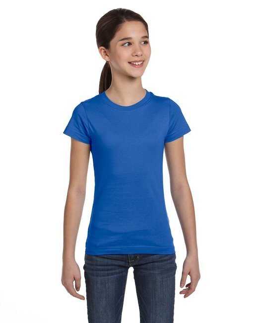 Girls' Fine Jersey T-Shirt - AQUA - XS ROYAL M