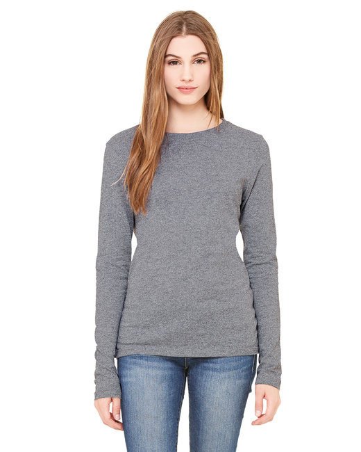 Ladies' Jersey Long-Sleeve T-Shirt - BLACK - S DEEP HEATHER 2XL