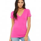 Ladies' Jersey Short-Sleeve Deep V-Neck T-Shirt - BERRY - S BERRY XL