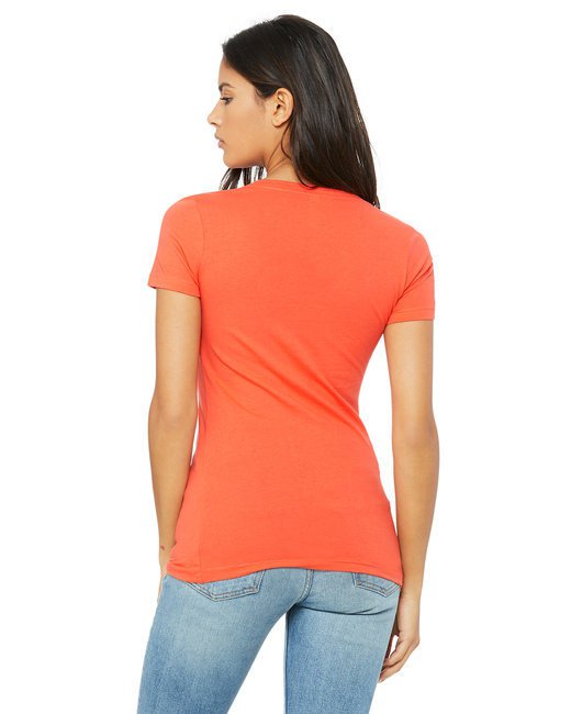 Ladies' Jersey Short-Sleeve Deep V-Neck T-Shirt - BERRY - S CORAL XL