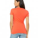 Ladies' Jersey Short-Sleeve Deep V-Neck T-Shirt - BERRY - S CORAL XL