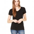 Ladies' Jersey Short-Sleeve V-Neck T-Shirt - DARK GRY HEATHER - S BLACK XL
