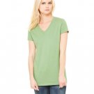Ladies' Jersey Short-Sleeve V-Neck T-Shirt - DARK GRY HEATHER - S LEAF 2XL