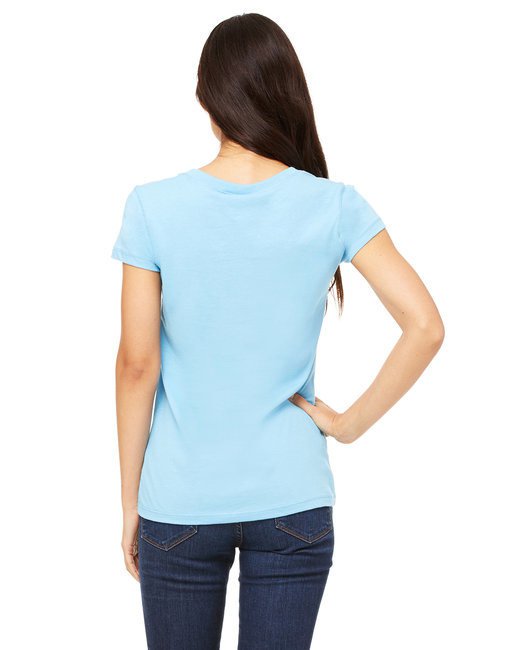 Ladies' Jersey Short-Sleeve V-Neck T-Shirt - DARK GRY HEATHER - S OCEAN BLUE S