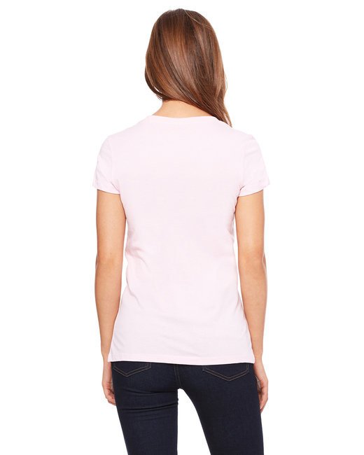 Ladies' Jersey Short-Sleeve V-Neck T-Shirt - DARK GRY HEATHER - S PINK XL