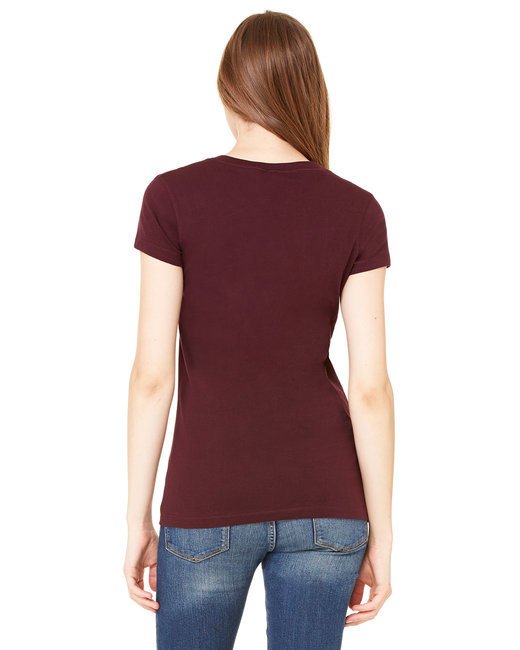 Ladies' Jersey Short-Sleeve V-Neck T-Shirt - DARK GRY HEATHER - S PLUM S