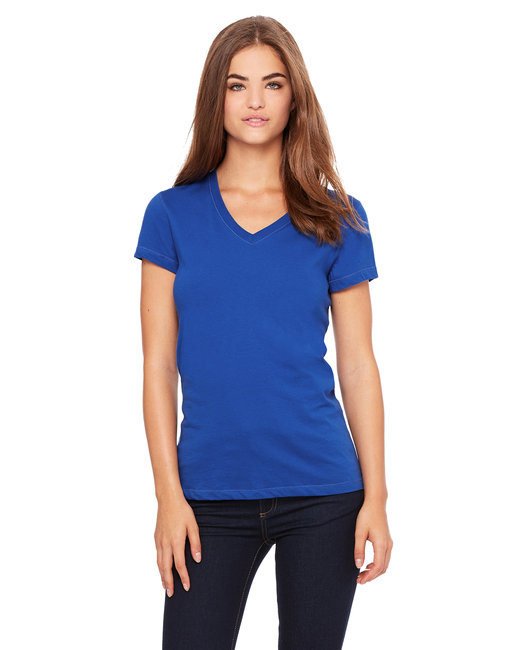 Ladies' Jersey Short-Sleeve V-Neck T-Shirt - DARK GRY HEATHER - S TRUE ROYAL M