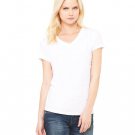 Ladies' Jersey Short-Sleeve V-Neck T-Shirt - DARK GRY HEATHER - S WHITE M