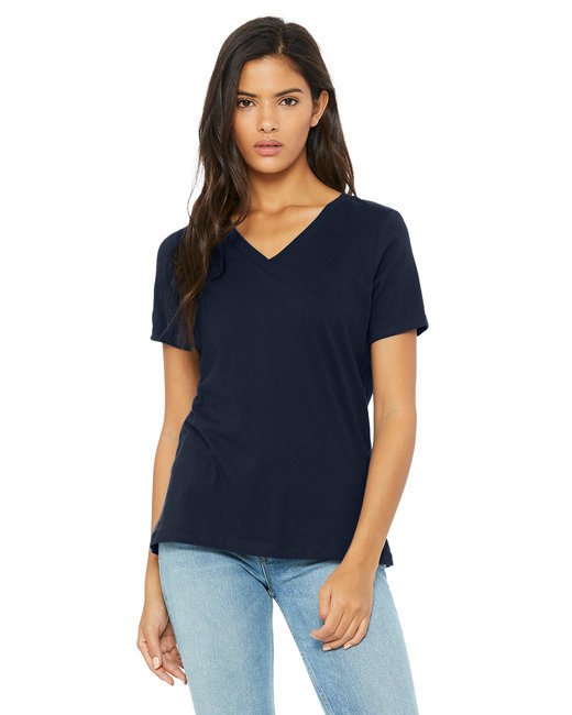 Ladies' Relaxed Jersey V-Neck T-Shirt - BERRY - S NAVY XL