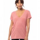 Ladies' Slinky-Jersey V-Neck T-Shirt - ARMY GREEN - L ROSE BLOOM S