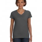 Ladies' V-Neck Fine Jersey T-Shirt - BLACK - S CHARCOAL M