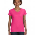 Ladies' V-Neck Fine Jersey T-Shirt - BLACK - S HOT PINK 3XL