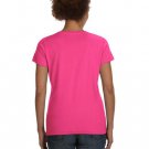 Ladies' V-Neck Fine Jersey T-Shirt - BLACK - S HOT PINK XL