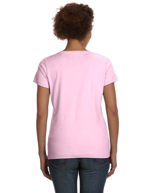 Ladies' V-Neck Fine Jersey T-Shirt - BLACK - S PINK XL
