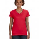 Ladies' V-Neck Fine Jersey T-Shirt - BLACK - S RED M