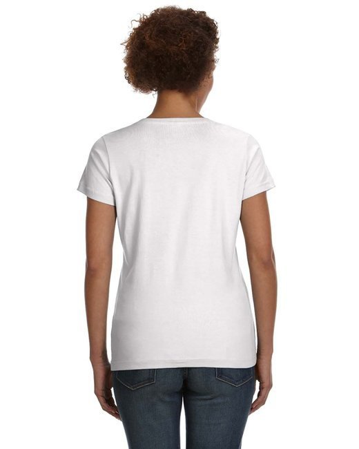 Ladies' V-Neck Fine Jersey T-Shirt - BLACK - S WHITE XL