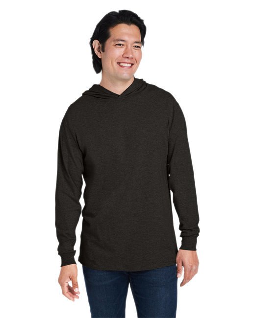 Men's HD Cotton? Jersey Hooded T-Shirt - SAFETY ORANGE - S BLACK INK HEATHR 2XL