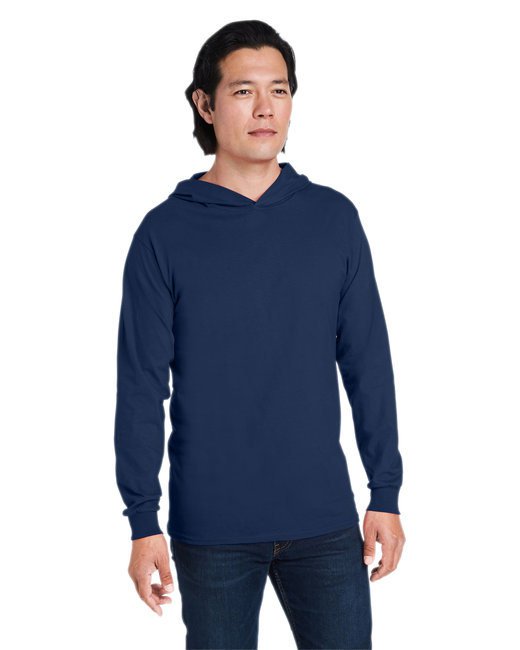 Men's HD Cotton? Jersey Hooded T-Shirt - SAFETY ORANGE - S J NAVY L