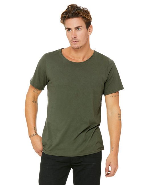 Men's Jersey Raw Neck T-Shirt - MILITARY GREEN - S MILITARY GREEN M