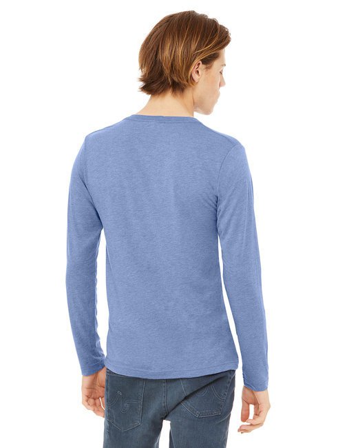 Unisex Jersey Long-Sleeve V-Neck T-Shirt - CHAR BLK TRIBLND - S BLUE TRIBLEND 2XL