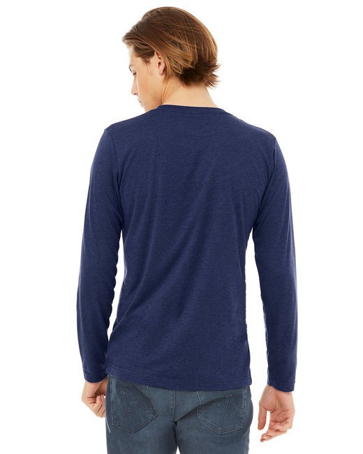 Unisex Jersey Long-Sleeve V-Neck T-Shirt - CHAR BLK TRIBLND - S NAVY TRIBLEND S