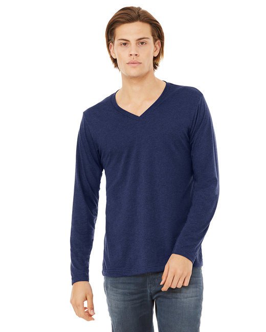 Unisex Jersey Long-Sleeve V-Neck T-Shirt - CHAR BLK TRIBLND - S NAVY TRIBLEND XS