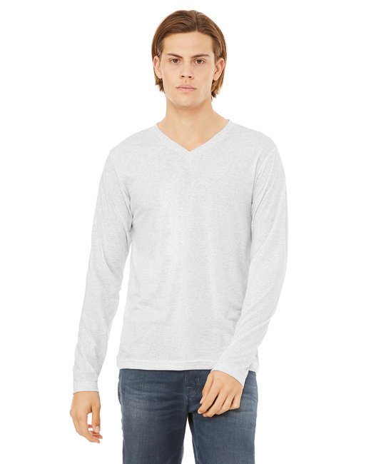 Unisex Jersey Long-Sleeve V-Neck T-Shirt - CHAR BLK TRIBLND - S WHT FLCK TRIBLND M