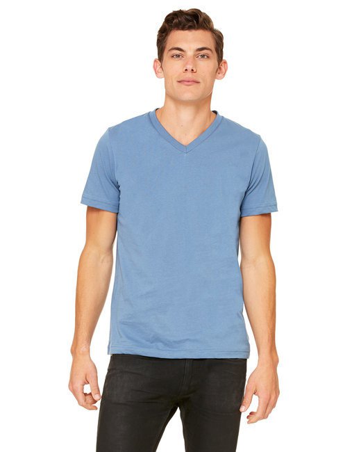 Unisex Jersey Short-Sleeve V-Neck T-Shirt - TRUE ROYAL - XS STEEL BLUE L