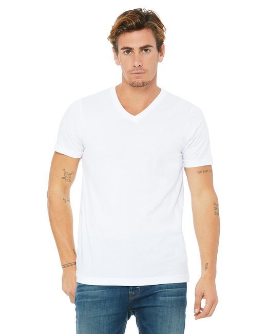 Unisex Jersey Short-Sleeve V-Neck T-Shirt - TRUE ROYAL - XS WHITE 3XL