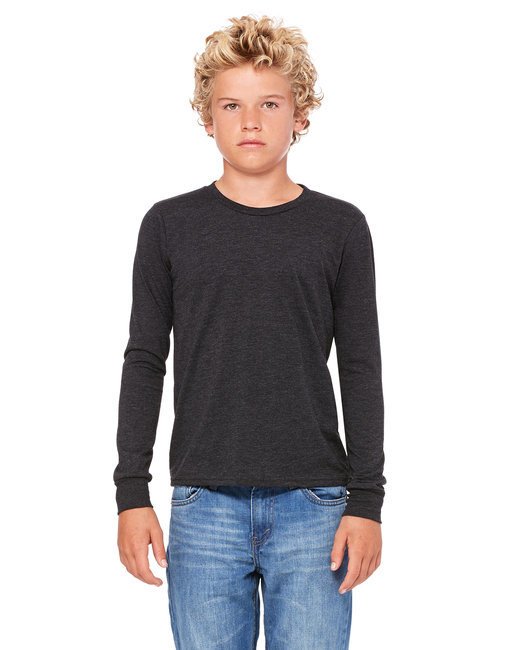 Youth Jersey Long-Sleeve T-Shirt - BLACK - S DARK GRY HEATHER L