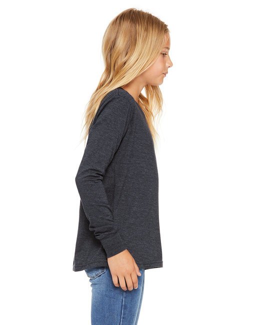 Youth Jersey Long-Sleeve T-Shirt - BLACK - S HEATHER NAVY M