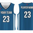 Custom Alluring Blue Adult Youth Unisex Basketball Jersey - Reversible Uniform