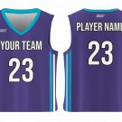 Custom Casual Blue White Lines Adult Youth Unisex Basketball Jersey - Reversible Uniform