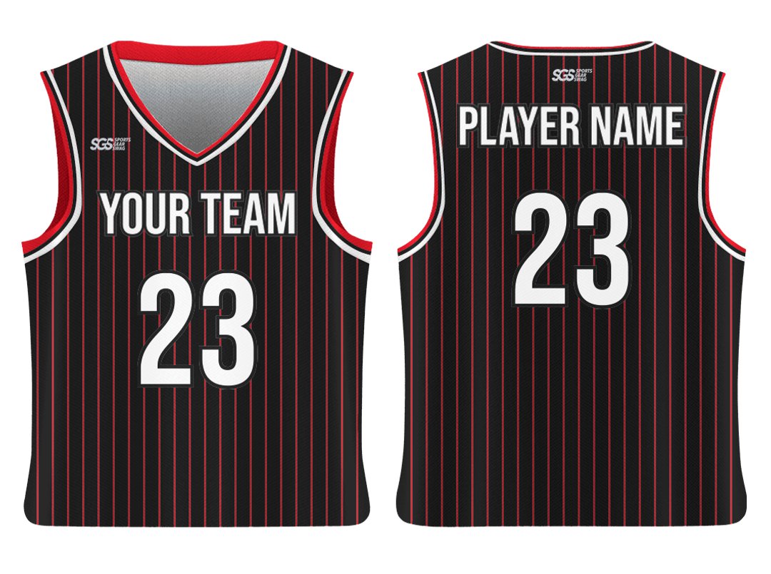 Custom Casual Red Lines Adult Youth Unisex Basketball Jersey - Reversible Uniform