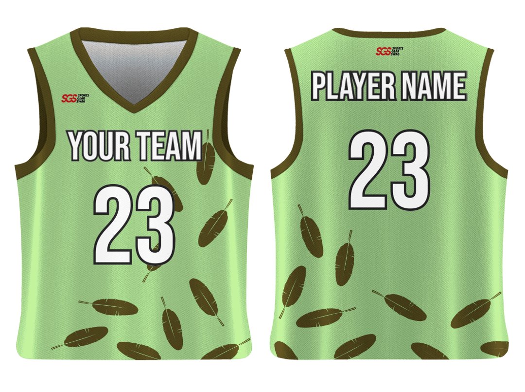 Custom Feather Stems Nature Adult Youth Unisex Basketball Jersey - Reversible Uniform