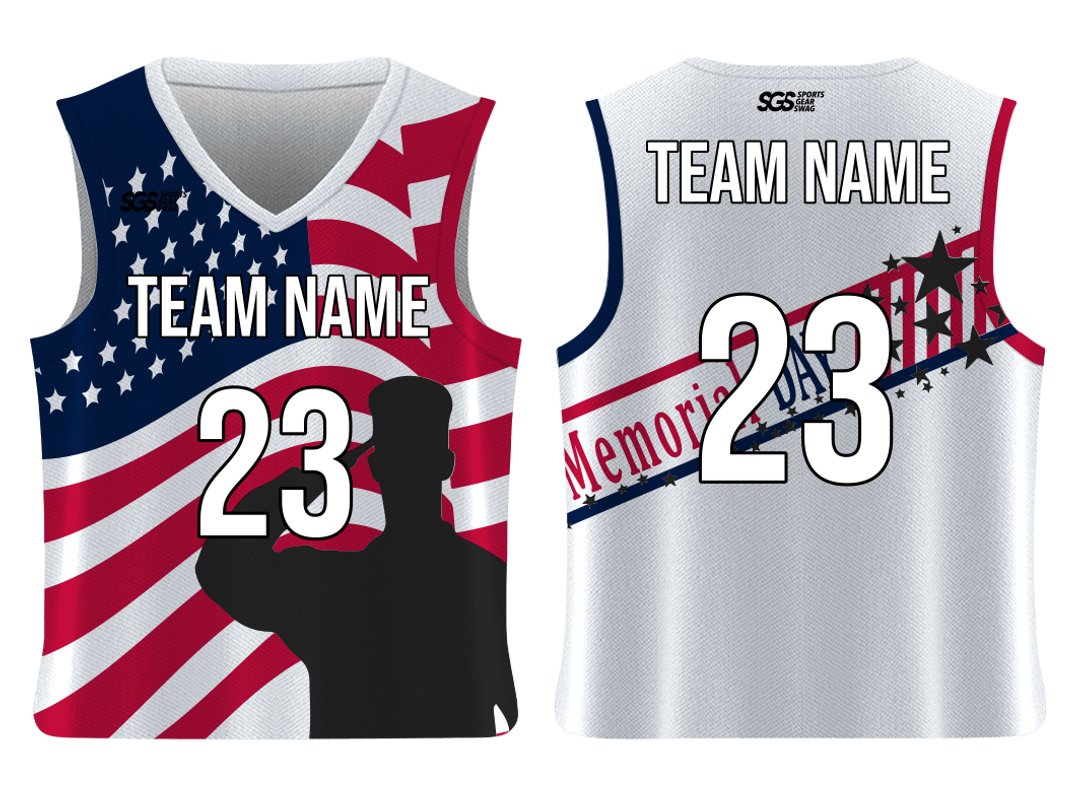 Custom Memorial Day Stars Design Adult Youth Unisex Basketball Jersey