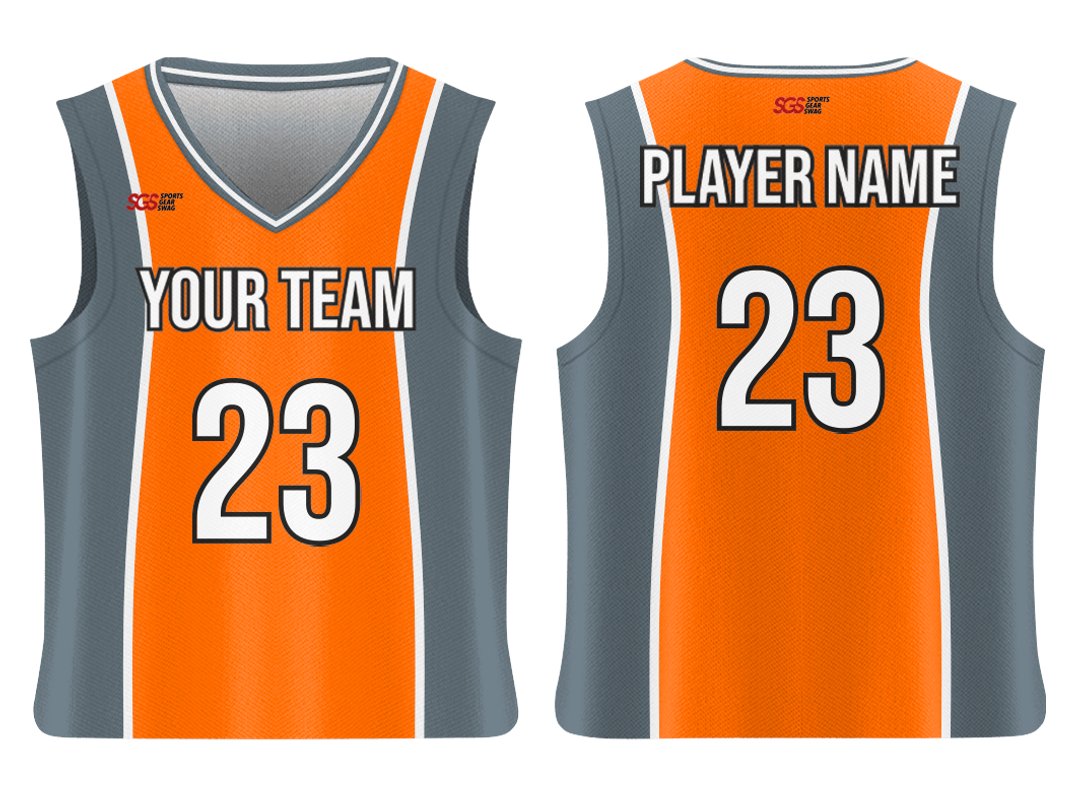 Custom Modern Gray-Orange Adult Youth Unisex Basketball Jersey ...