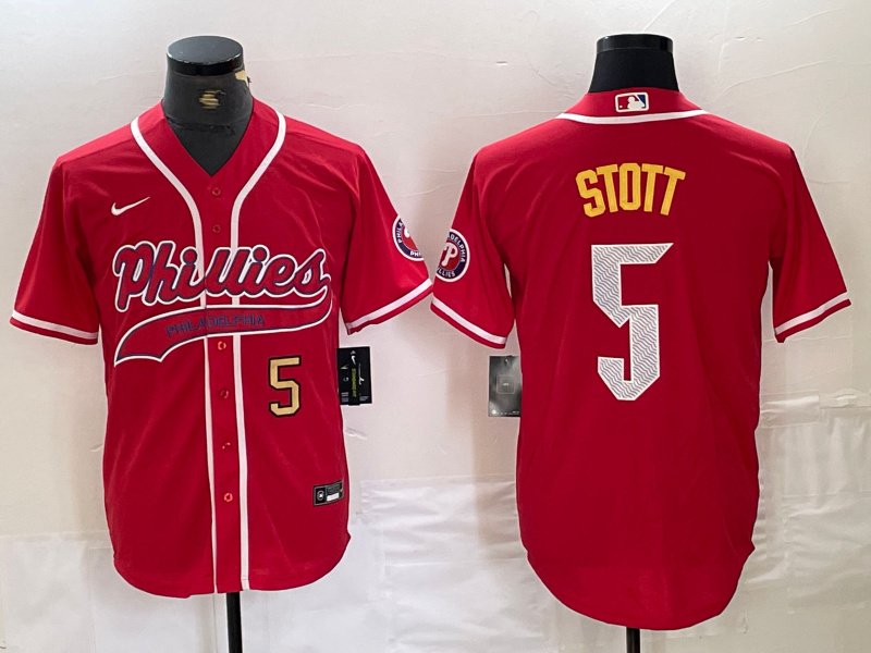 Men's Philadelphia Phillies #5 Bryson Stott Red 2024 City Connect ...