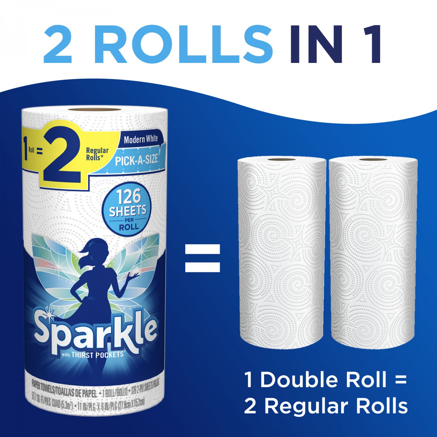 Sparkle Paper Towels Pick-A-Size,10 Double Rolls(20 Regular Rolls),2 ...