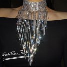 Crystal Rhinestone Fringe Choker Statement Necklace Club wear Accessories