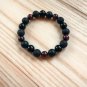 10mm Natural Garnet, Black Agate and Lava Stone Bracelet CUSTOM SIZE Black Red