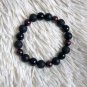 10mm Natural Garnet, Black Agate and Lava Stone Bracelet CUSTOM SIZE Black Red
